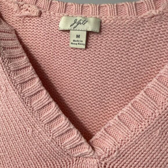 Women's 100% Cotton J. Jill Pink Knit Sweater Size M Medium  V Neck Long Sleeve - Picture 4 of 5
